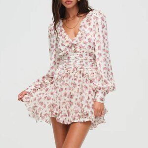 NWT FOR LOVE AND LEMONS JAYLEEN PINK FLORAL PRINT MINI DRESS SIZE S